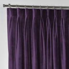 Shiny Velvet Pinch Pleated Curtain Single Panel - Eggplant