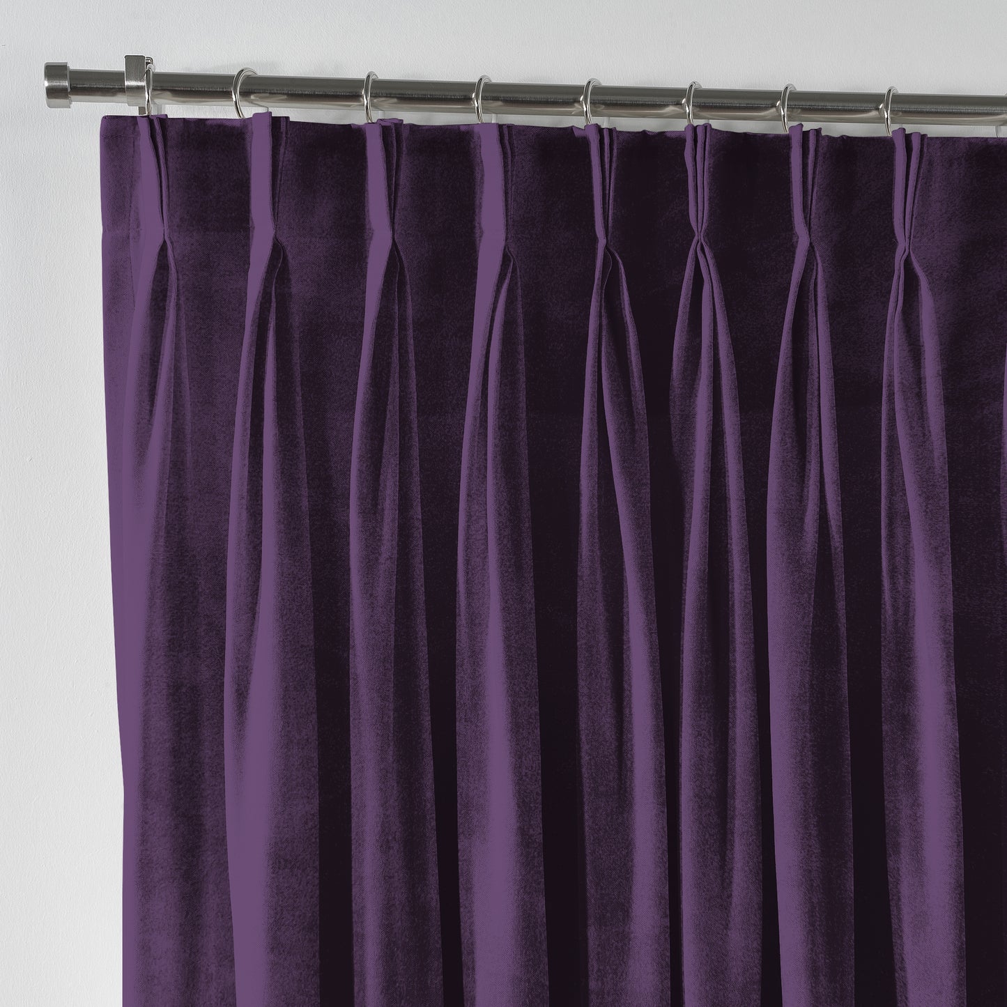 Shiny Velvet Pinch Pleated Curtain Single Panel - Eggplant