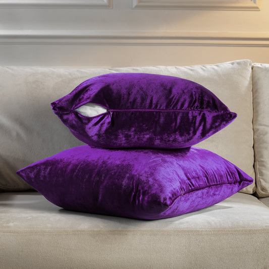 Shiny Velvet Cushion Covers Set of 2 Hidden Zipper - Mauve