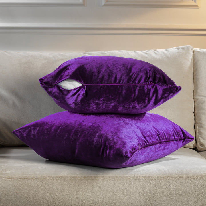 Shiny Velvet Cushion Covers Set of 2 Hidden Zipper - Mauve