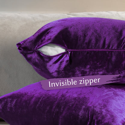 Shiny Velvet Cushion Covers Set of 2 Hidden Zipper - Mauve