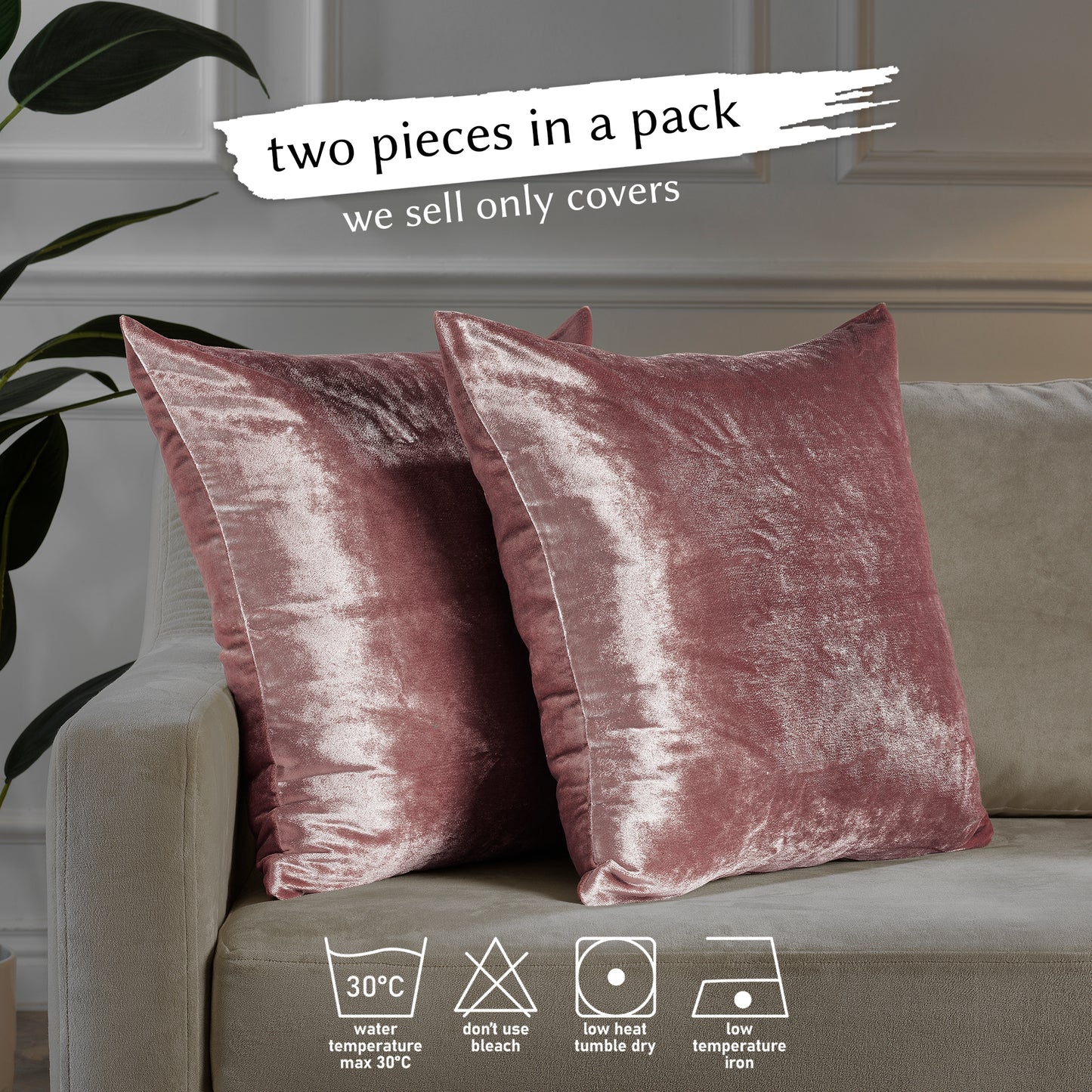 Shiny Velvet Cushion Covers Set of 2 Hidden Zipper - Sangria