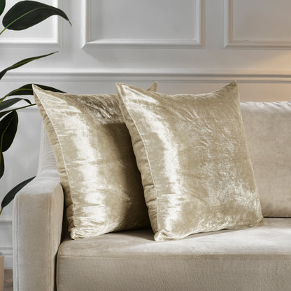 Shiny Velvet Cushion Covers Set of 2 Hidden Zipper - Cream