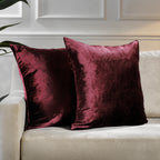 Shiny Velvet Cushion Covers Set of 2 Hidden Zipper - Mahogany