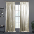 Shiny Velvet Pinch Pleated Curtain Single Panel - Cream