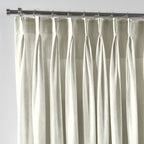 Shiny Velvet Pinch Pleated Curtain Single Panel - Cream