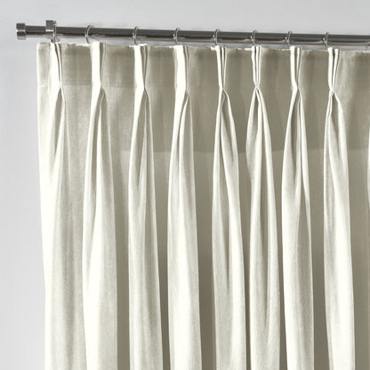 Shiny Velvet Pinch Pleated Curtain Single Panel - Cream