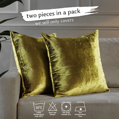 Shiny Velvet Cushion Covers Set of 2 Hidden Zipper - Lime