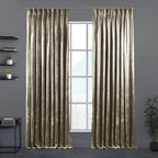 Shiny Velvet Pinch Pleated Curtain Single Panel - Beige