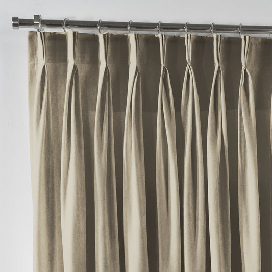 Shiny Velvet Pinch Pleated Curtain Single Panel - Beige