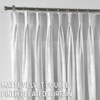 Matte Velvet Pinch Pleated Curtain Single Panel - White