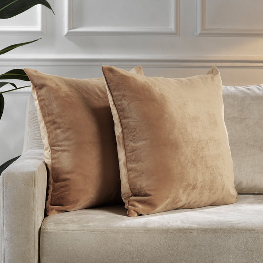 Matte Velvet Cushion Covers Set of 2 Hidden Zipper - Antique Brass