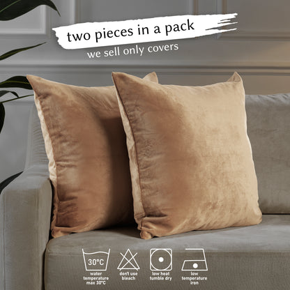 Matte Velvet Cushion Covers Set of 2 Hidden Zipper - Antique Brass