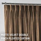 Matte Velvet Pinch Pleated Curtain Single Panel - Antique Brass