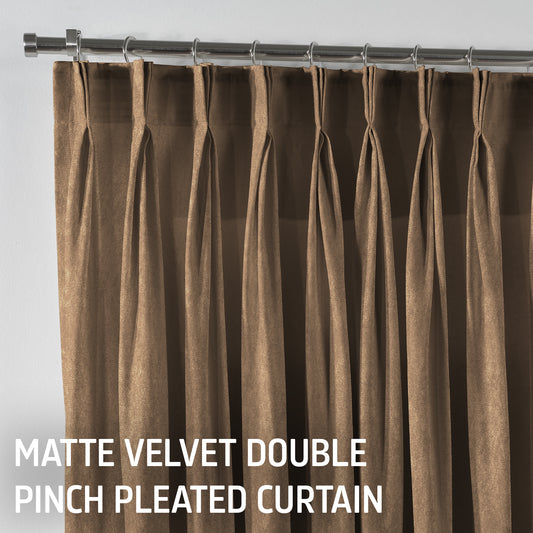 Matte Velvet Pinch Pleated Curtain Single Panel - Antique Brass