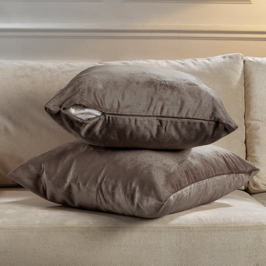 Matte Velvet Cushion Covers Set of 2 Hidden Zipper - Cappuccino