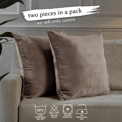 Matte Velvet Cushion Covers Set of 2 Hidden Zipper - Cappuccino