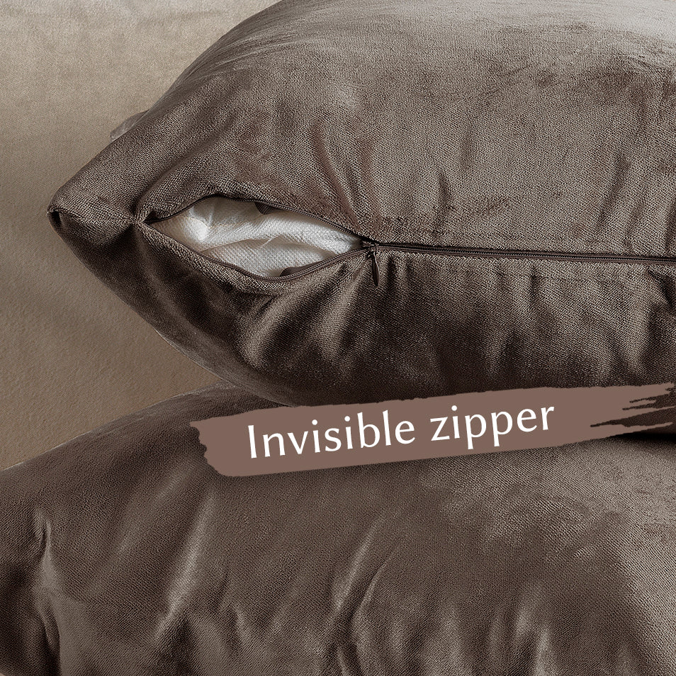 Matte Velvet Cushion Covers Set of 2 Hidden Zipper - Cappuccino