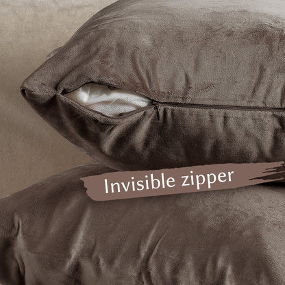 Matte Velvet Cushion Covers Set of 2 Hidden Zipper - Cappuccino