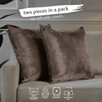 Matte Velvet Cushion Covers Set of 2 Hidden Zipper - Brown