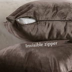 Matte Velvet Cushion Covers Set of 2 Hidden Zipper - Brown