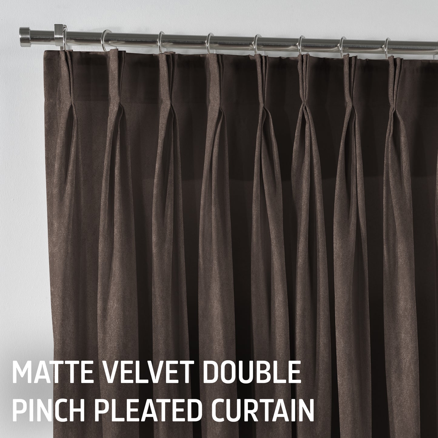 Matte Velvet Pinch Pleated Curtain Single Panel - Brown