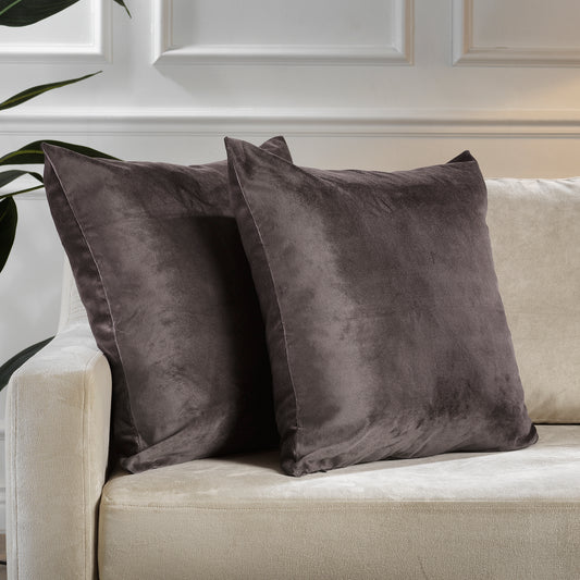 Matte Velvet Cushion Covers Set of 2 Hidden Zipper - Liver