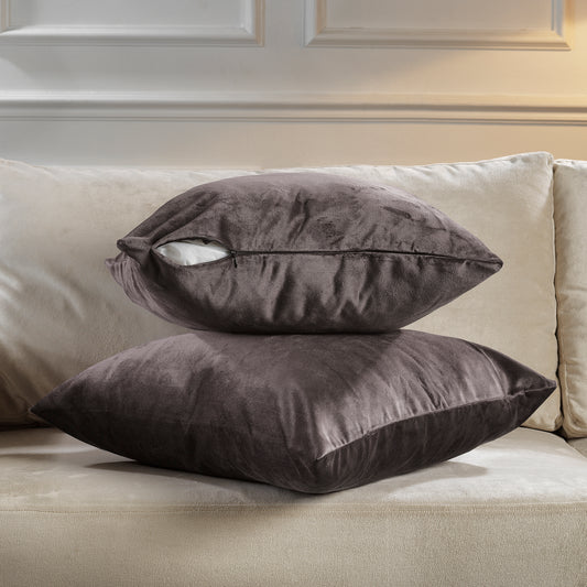Matte Velvet Cushion Covers Set of 2 Hidden Zipper - Liver