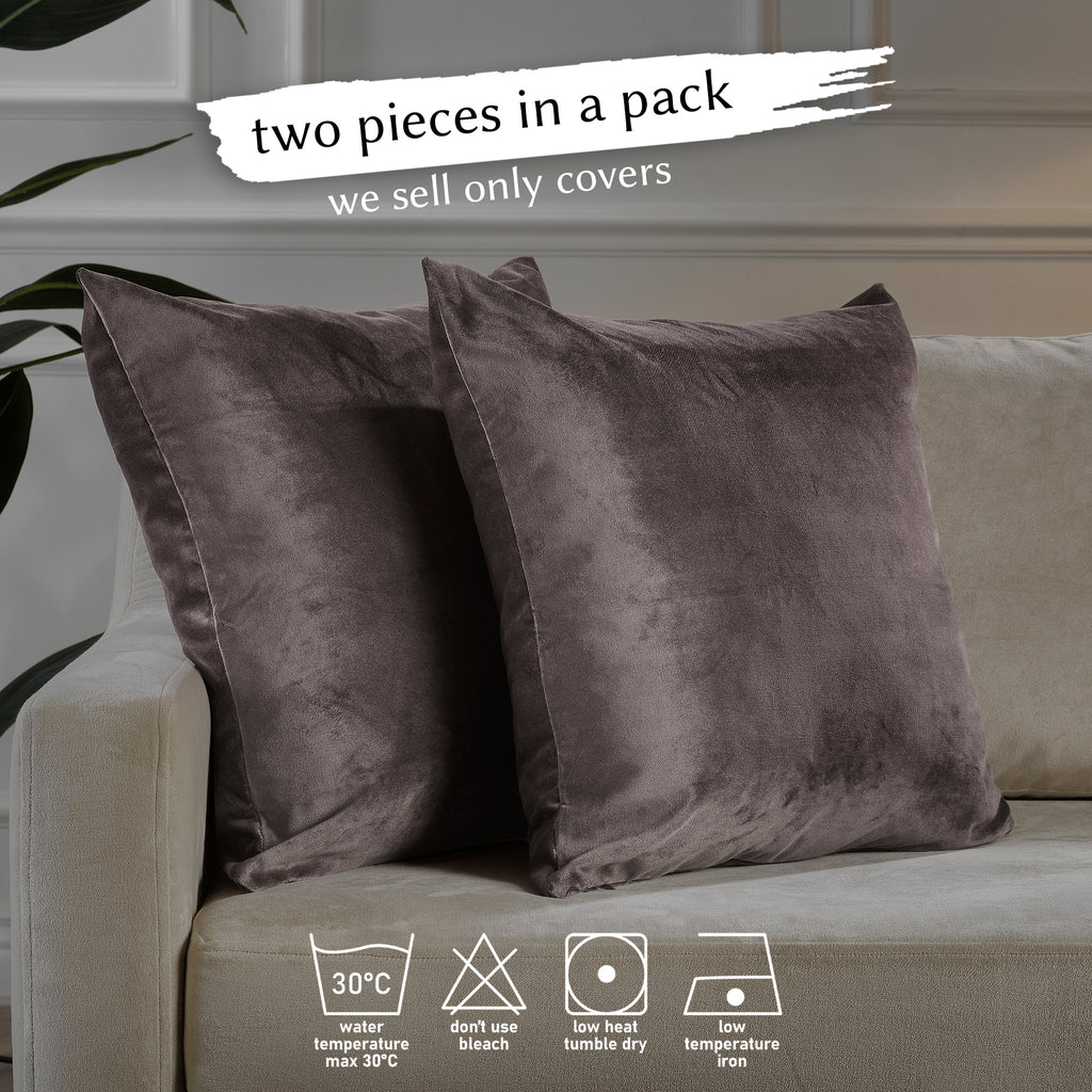 Matte Velvet Cushion Covers Set of 2 Hidden Zipper - Liver