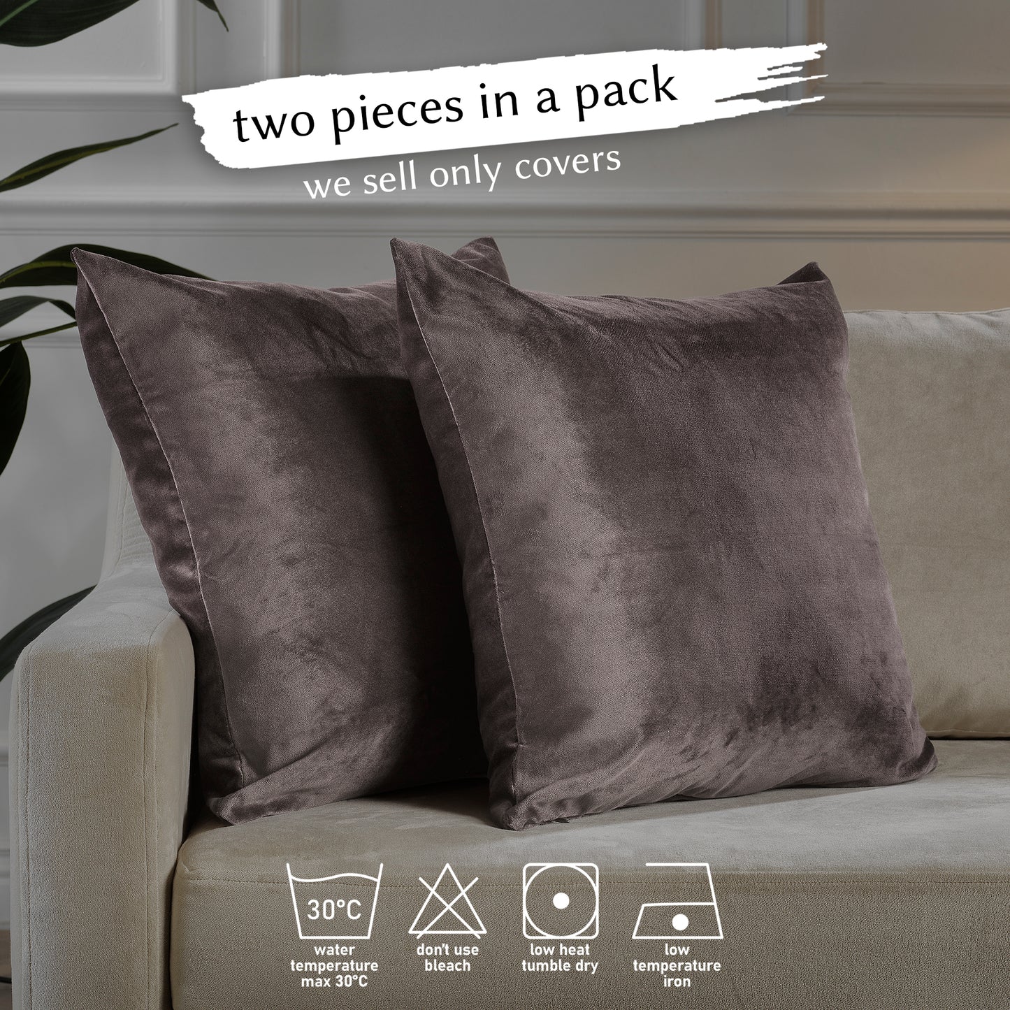 Matte Velvet Cushion Covers Set of 2 Hidden Zipper - Liver
