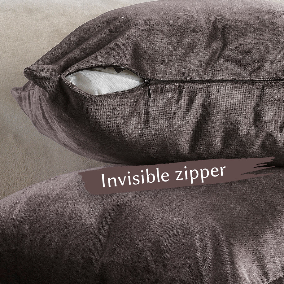 Matte Velvet Cushion Covers Set of 2 Hidden Zipper - Liver