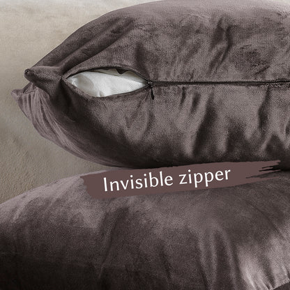Matte Velvet Cushion Covers Set of 2 Hidden Zipper - Liver