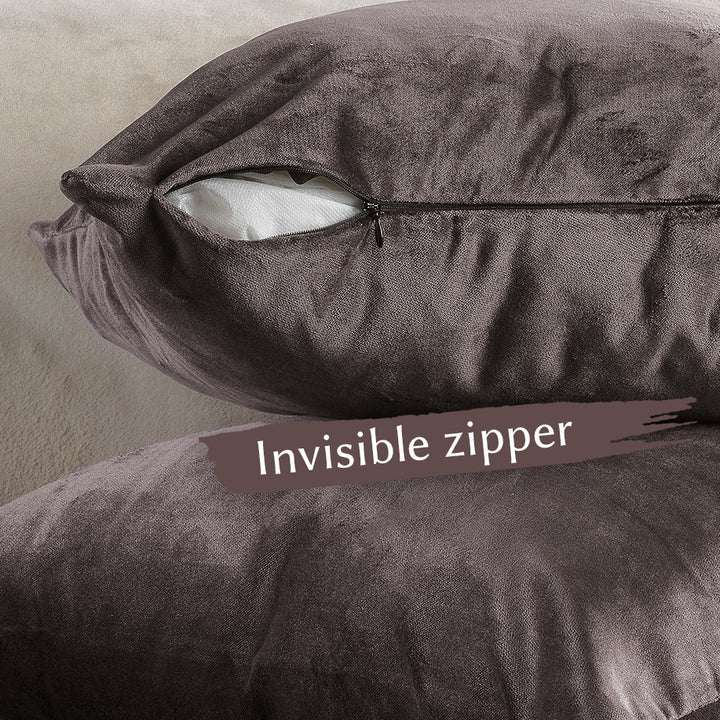 Matte Velvet Cushion Covers Set of 2 Hidden Zipper - Liver