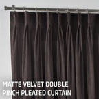 Matte Velvet Pinch Pleated Curtain Single Panel - Liver