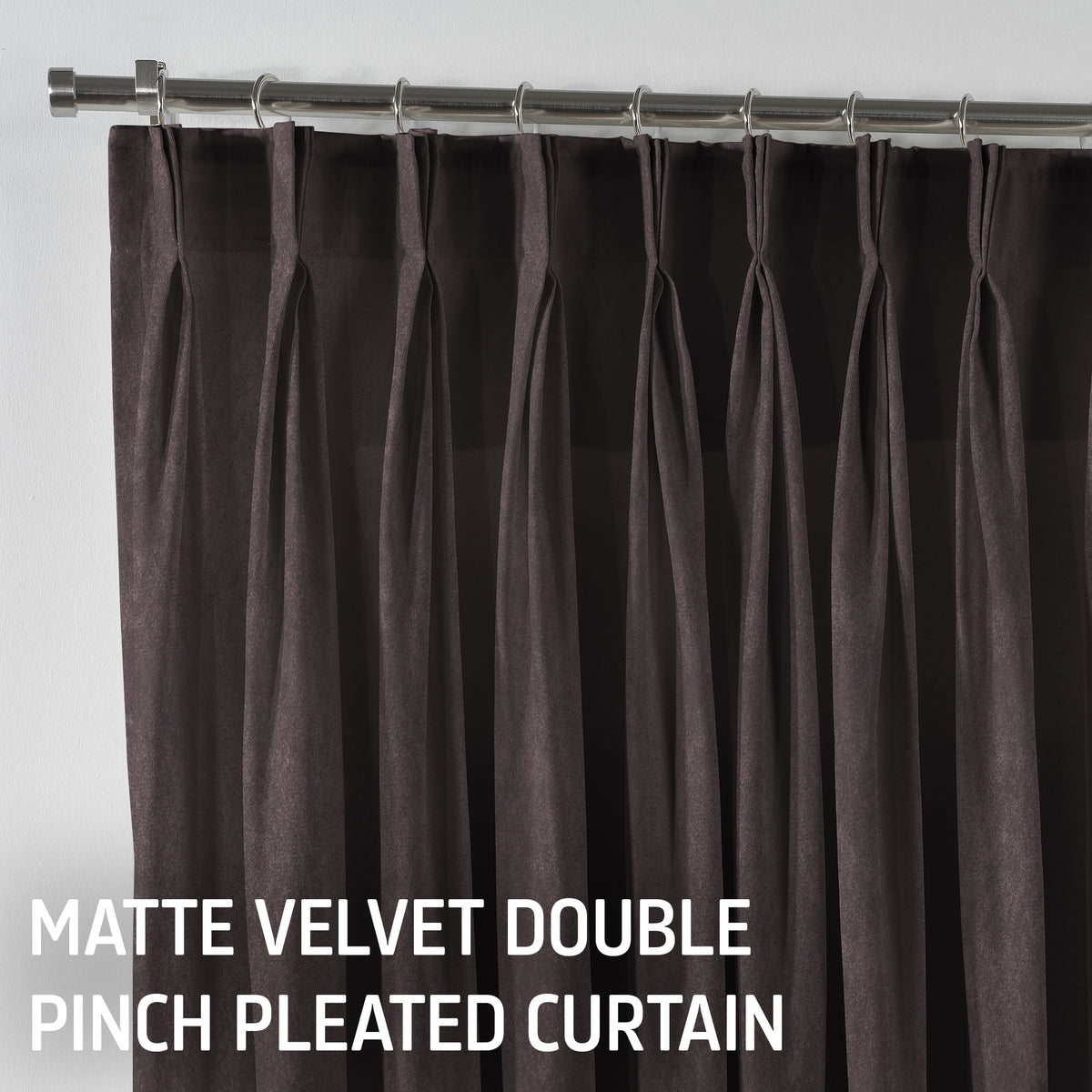 Matte Velvet Pinch Pleated Curtain Single Panel - Liver