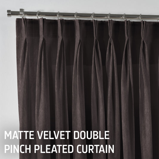 Matte Velvet Pinch Pleated Curtain Single Panel - Liver