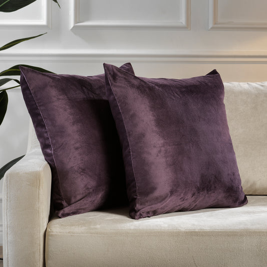 Matte Velvet Cushion Covers Set of 2 Hidden Zipper - Dark Byzantium