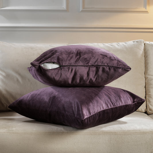 Matte Velvet Cushion Covers Set of 2 Hidden Zipper - Dark Byzantium