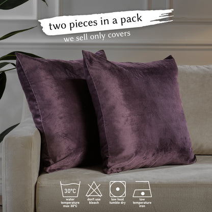 Matte Velvet Cushion Covers Set of 2 Hidden Zipper - Dark Byzantium
