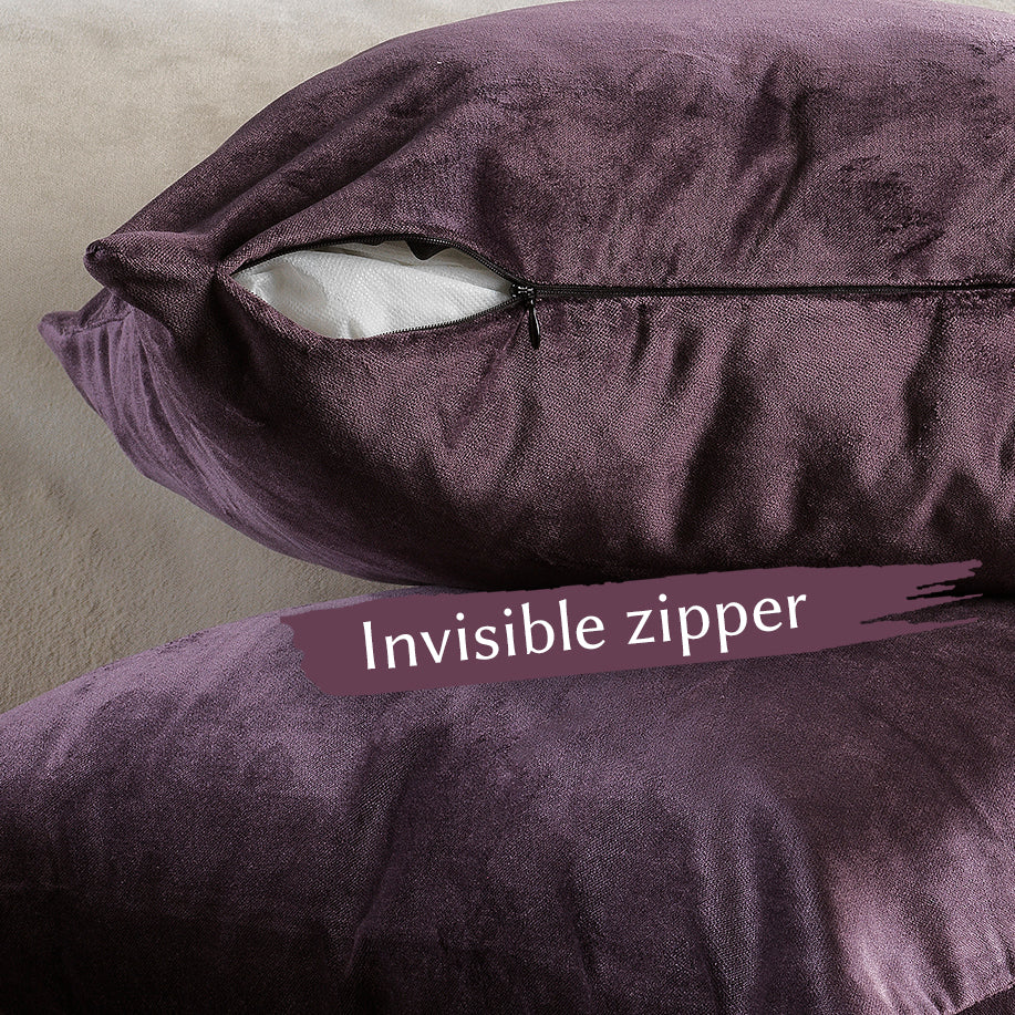 Matte Velvet Cushion Covers Set of 2 Hidden Zipper - Dark Byzantium