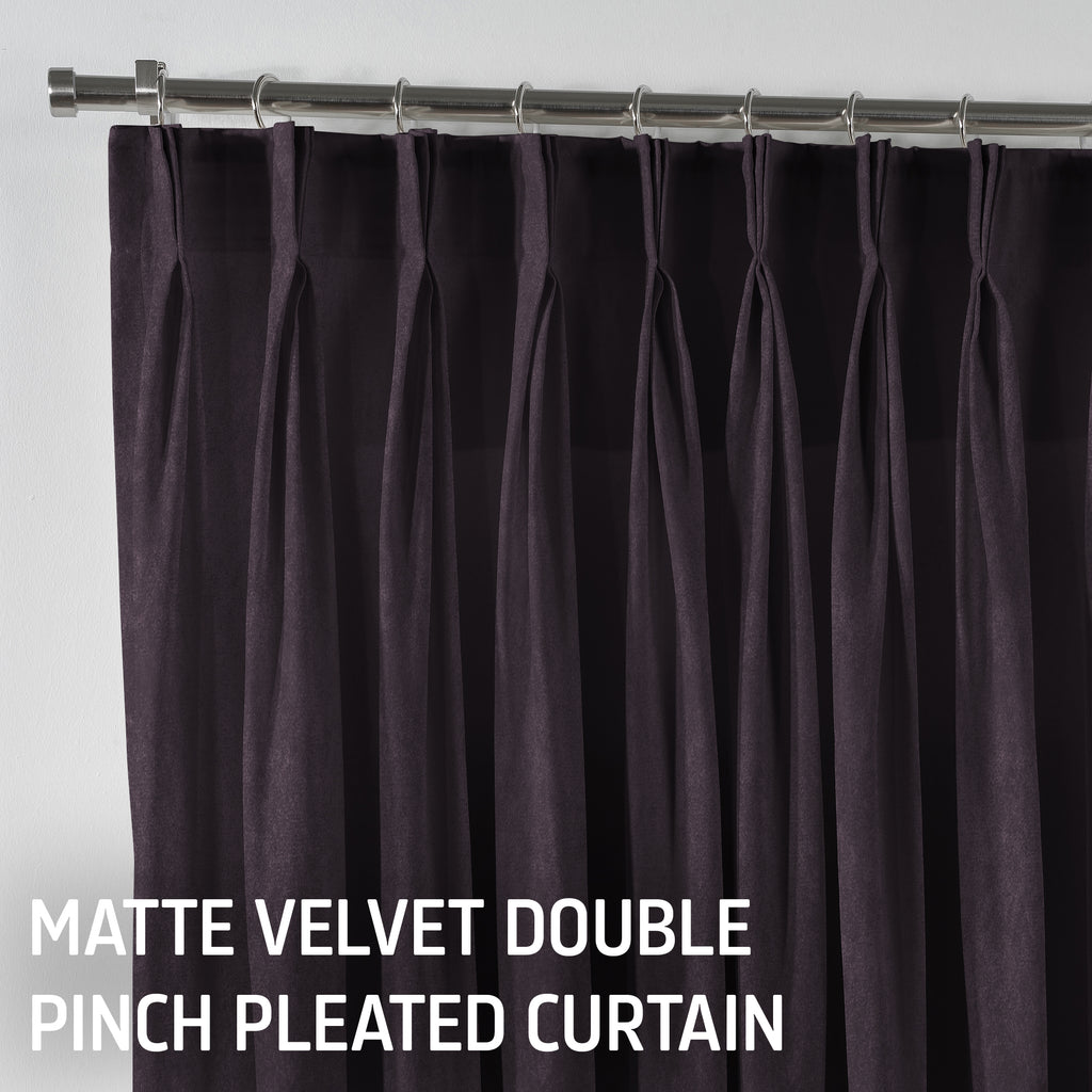 Matte Velvet Pinch Pleated Curtain Single Panel - Dark Byzantium