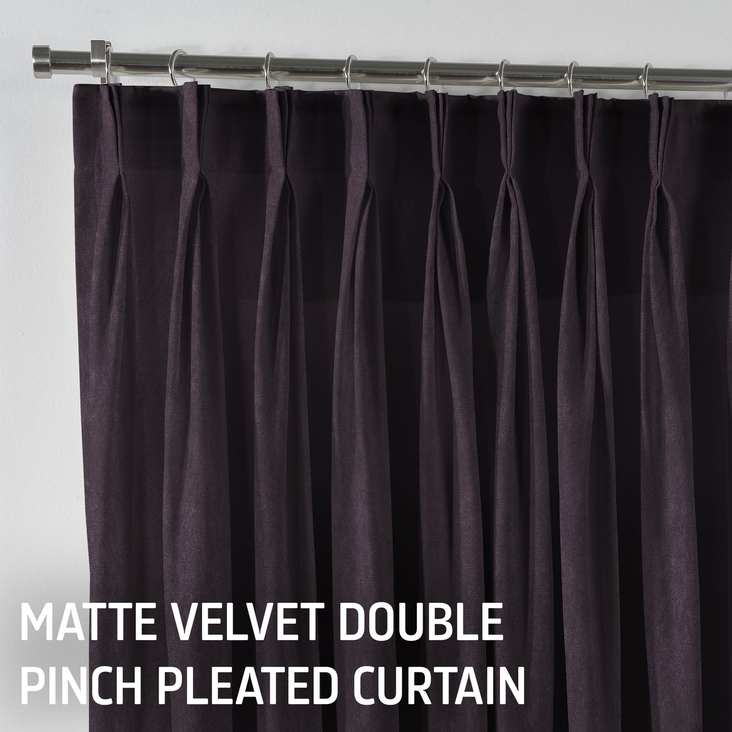 Matte Velvet Pinch Pleated Curtain Single Panel - Dark Byzantium