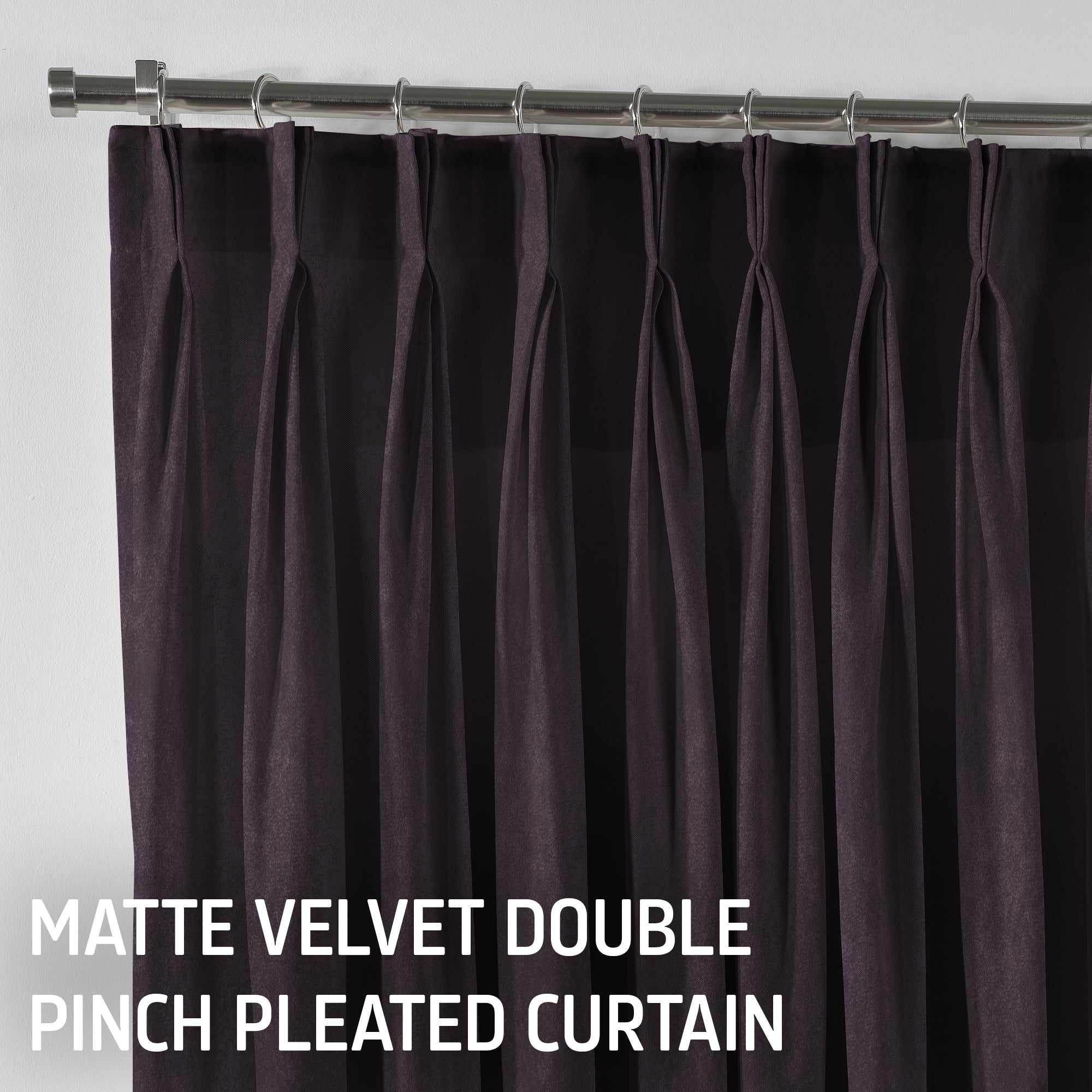 Matte Velvet Pinch Pleated Curtain Single Panel - Dark Byzantium