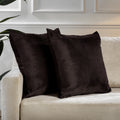 Matte Velvet Cushion Covers Set of 2 Hidden Zipper - Dark Brown