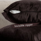Matte Velvet Cushion Covers Set of 2 Hidden Zipper - Dark Brown