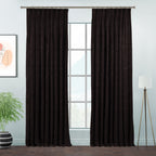 Matte Velvet Pinch Pleated Curtain Single Panel - Dark Brown