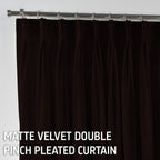 Matte Velvet Pinch Pleated Curtain Single Panel - Dark Brown