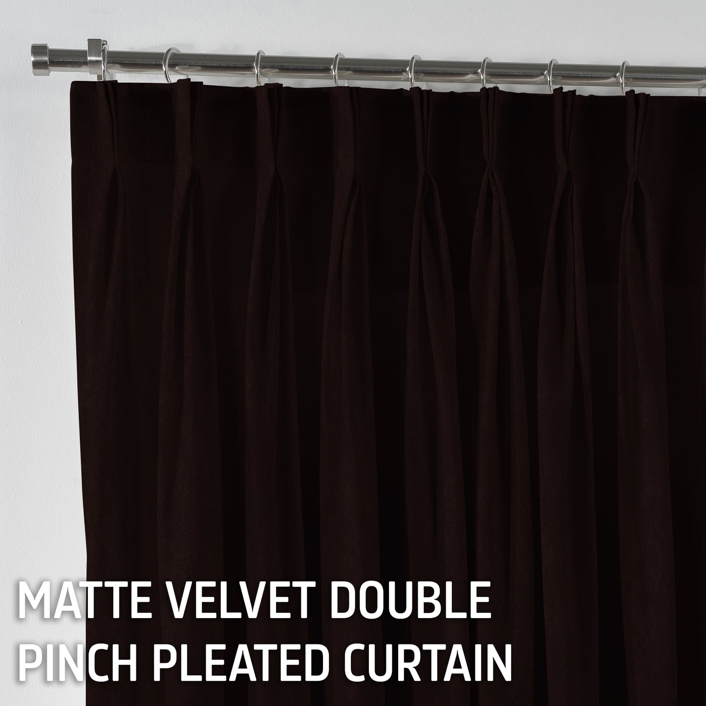 Matte Velvet Pinch Pleated Curtain Single Panel - Dark Brown