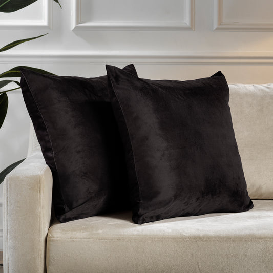 Matte Velvet Cushion Covers Set of 2 Hidden Zipper - Dark Chocolate
