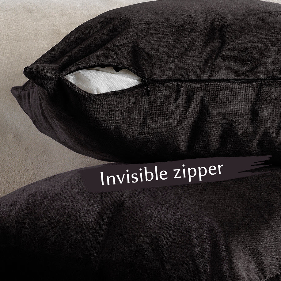 Matte Velvet Cushion Covers Set of 2 Hidden Zipper - Dark Chocolate